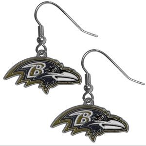 Baltimore Ravens Dangle Logo Earrings in Silver